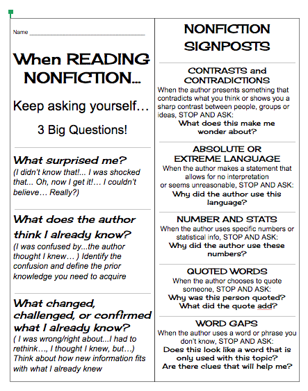 Reading Nonfiction - Signposts - WindsorLMC